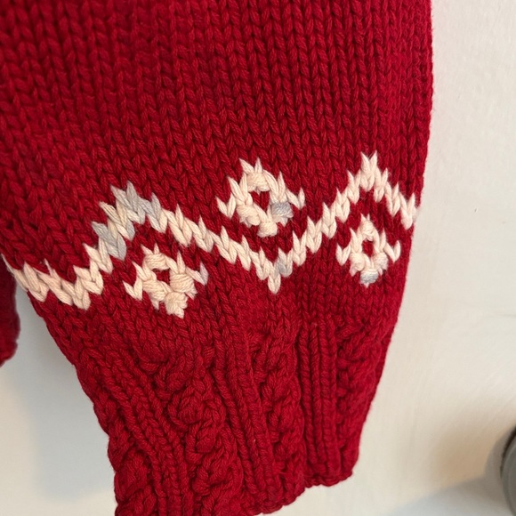 Exclusive Hand Knit For Ralph Lauren Red Cowl Neck Sweater with Snowflake Design - Picture 4 of 7